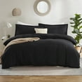 thumbnail image 1 of Virtu 3pc Duvet Cover Set, Luxury Microfiber Bedding Set Queen with 2 Pillow Sham, Black, 1 of 10