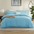thumbnail image 1 of Virtu 3pc Duvet Cover Set, Luxury Microfiber Duvet Cover Full with 2 Pillow Sham, Beach Blue, 1 of 1