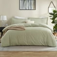 thumbnail image 1 of Virtu 3pc Duvet Cover Set, Luxury Microfiber Duvet Cover King with Pillow Shams, Sage Green, 1 of 10