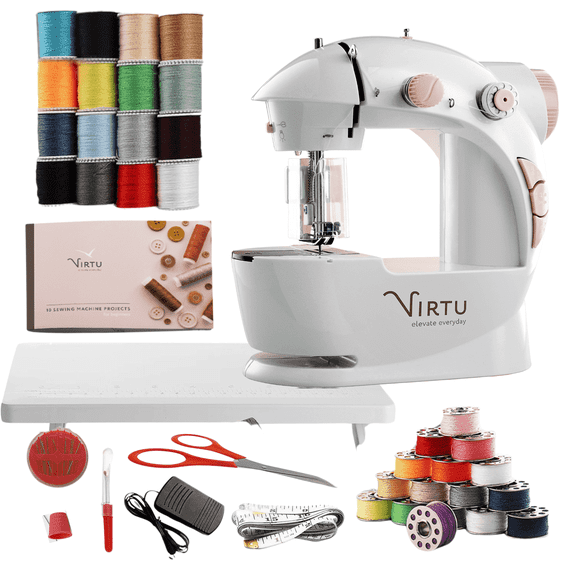 Virtu 48 PC Mini Portable Sewing Machine for Beginner, Kids Sewing Machine and Adults with Craft Supplies, Ballet Pink