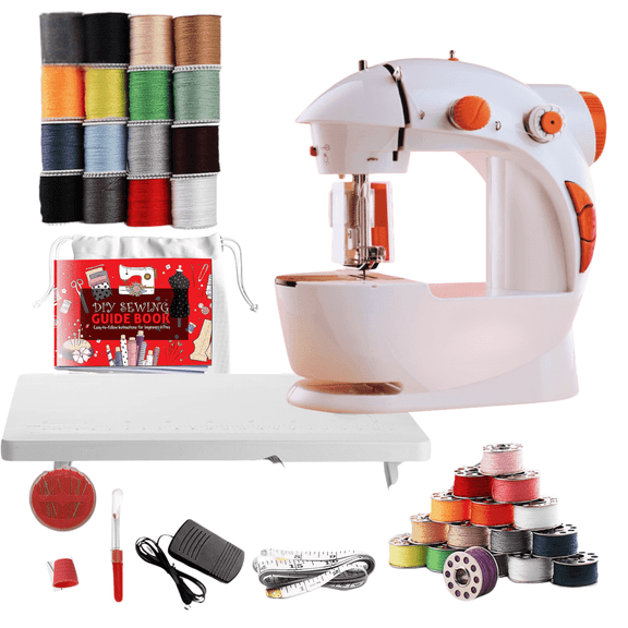 Virtu 48 PC Mini Portable Sewing Machine for Beginner, Kids Sewing Machine and Adults, Scarlet Red