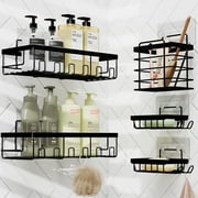 Virtu Steel Adhesive Shower Caddy Organizer, Heavy Duty Bathroom Accessories Organizer No Drilling Wall Mounted Shower Organizer, 5 Pack, Black