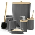 thumbnail image 1 of Virtu 6 Piece Bamboo Bathroom Sets, Gray Bathroom Accessories Set for Minimalistic Bathroom Décor, 1 of 6
