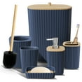 thumbnail image 1 of Hearth & Harbor 6 Piece Bamboo Bathroom Sets, Navy Blue Bathroom Accessories Set for Minimalistic Bathroom Décor, 1 of 6