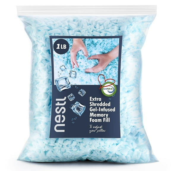 Virtu Adjustable Shredded Gel Memory Foam Fill, Memory Foam & Poly Fill for Your Adjustable Ice Pillows - CertiPUR-US Approved- 1LB