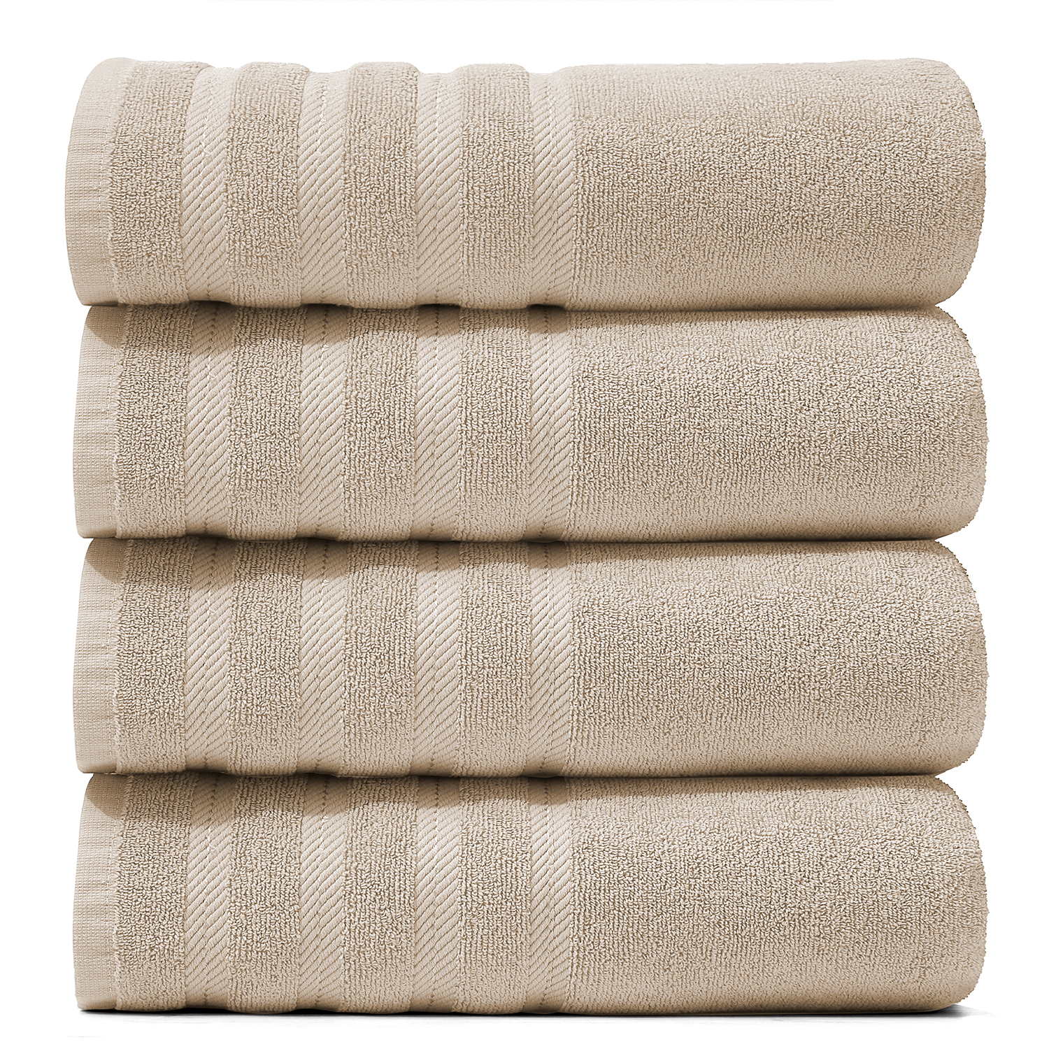 Virtu Bath Towel Sets For Bathroom 100% Ring Spun Cotton Luxury Bath Towel Set 4 Pc Highly Absorbent Towels, Cream