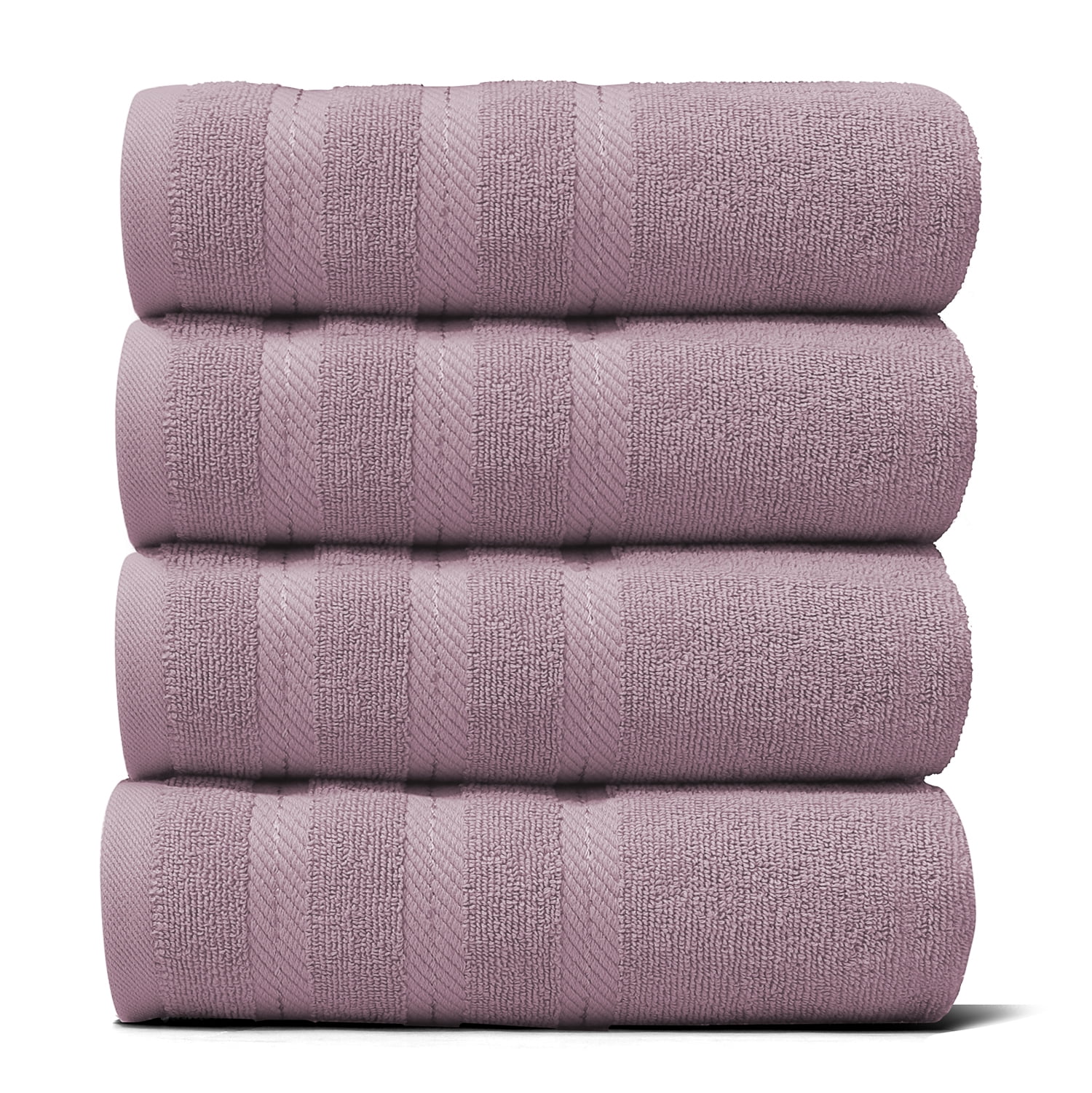Virtu Bath Towel Sets For Bathroom 100% Ring Spun Cotton Luxury Bath Towel Set 4 Pc Highly Absorbent Towels, Dusty Purple