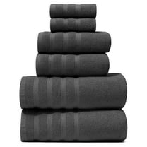Virtu Bath Towel Sets For Bathroom 100% Ring Spun Cotton Luxury Bath Towel Set 6 Pc Highly Absorbent Towels, Dark Gray