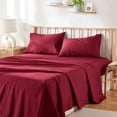 thumbnail image 1 of Virtu Bed Sheets Set, Deep Pocket Rayon Derived Bamboo Blend Cooling Twin Sheets sets, Burgundy Red, 1 of 7