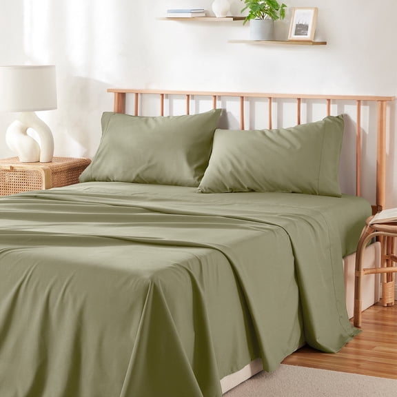 Virtu Bed Sheets Set, Deep Pocket Rayon Derived Bamboo & Microfiber Cooling 4 Piece Full Sheets sets, Sage Green