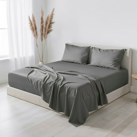 Virtu Bed Sheets Set, Deep Pocket Rayon Derived from Bamboo Blend Cooling 4 Piece Queen Sheets sets, Gray