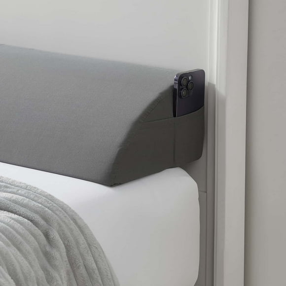 Bed Gap Filler Pillow - Queen Size Wedge For Headboard Gap, Memory Foam With Side Pockets