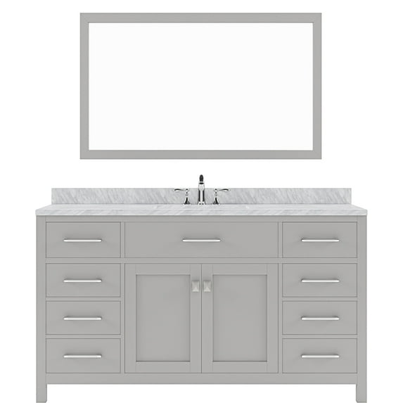 Virtu Caroline 60 in. Single Bathroom Vanity Set - Round Sink
