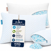Virtu Cooling Memory Foam Pillows for Bed King Size 2 Pack, Temperature Regulating King Pillows, Adjustable Shredded Gel-Infused, Reversible, 20" x 36"