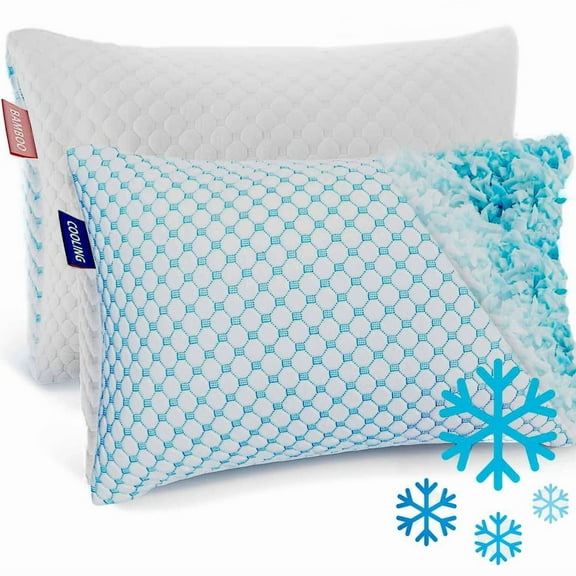 Virtu Temperature Regulating Memory Foam Pillows King Pillows Set of 2, Reversible King Size Pillows, Cooling Pillows King 20" X 36"