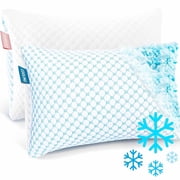 Virtu Temperature Regulating Cooling Standard Pillows Set of 2, Reversible and Adjustable Memory Foam Bed Pillows 2 Pack Standard Size Pillows