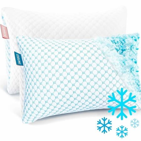 Virtu Temperature Regulating Cooling Standard Pillows Set of 2, Reversible and Adjustable Memory Foam Bed Pillows 2 Pack Standard Size Pillows