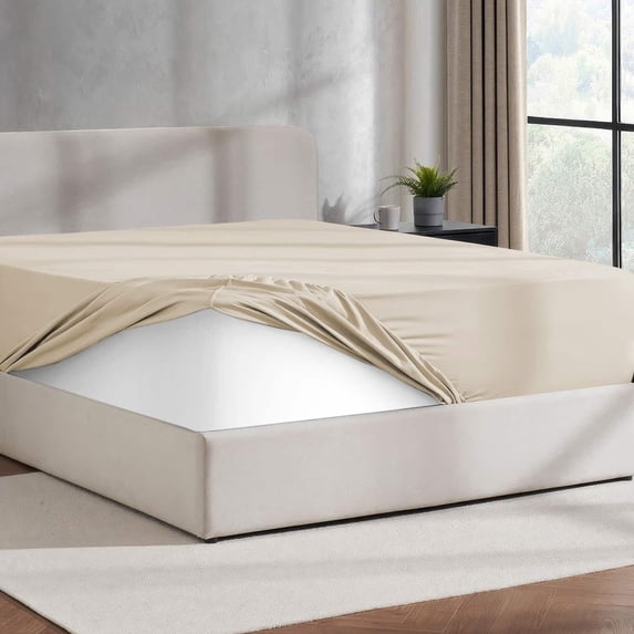 Virtu Full Fitted sheet only, 1800 Extra deep pocket fitted sheet soft microfiber, Linen