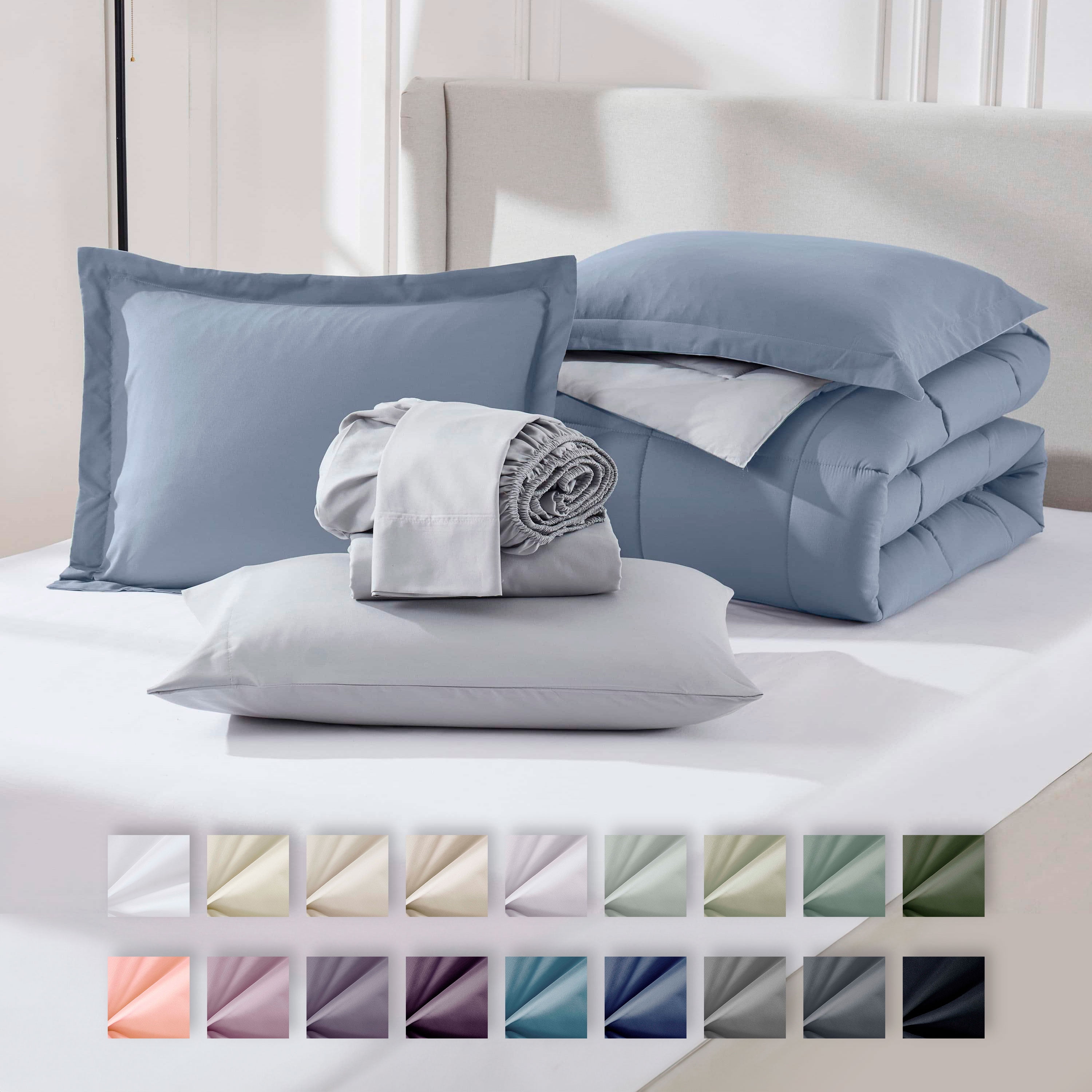 Reversible Sheets Virtu Full Comforter Set, 7pc Bed in a Bag, Reversible Bedding ...