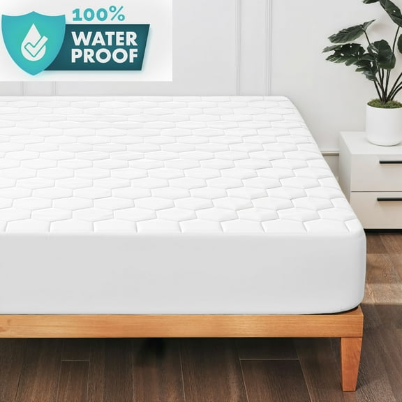Virtu Full Size Quilted Fitted Mattress Pad Cover, 100% Waterproof Mattress Protectors, Deep Pocket Fitted Mattress Cover 8" - 21" (54" x 75", White)