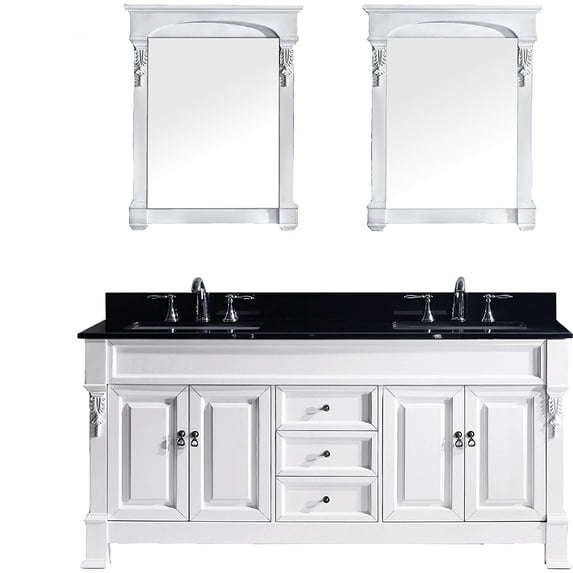 Virtu GD-4072-BGSQ-WH Huntshire 72 Inch Double Bathroom Vanity Set In White