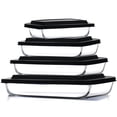 thumbnail image 1 of Virtu Casserole Glass Baking Dish, 4pc Stackable Glass Storage Containers with Airtight Lids and Grip Handles, Black, 1 of 8