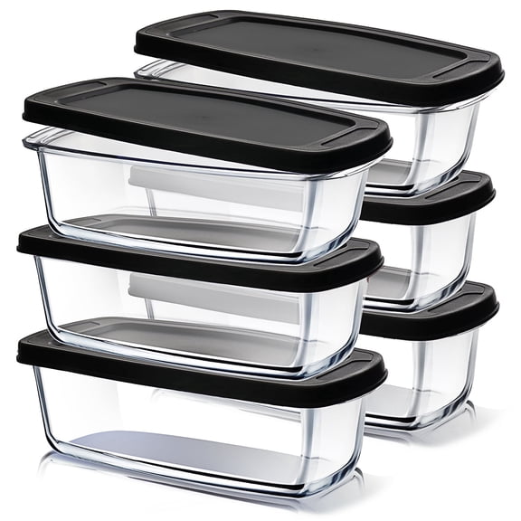 Virtu Glass Bread Loaf Pan, 12pc Glass Baking Dish with Lid, Food Storage Container, Black