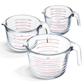Virtu Glass Measuring Cups Set of 3, Glass Liquid Measure Cup Set Dishwasher, Oven, and Microwave Safe