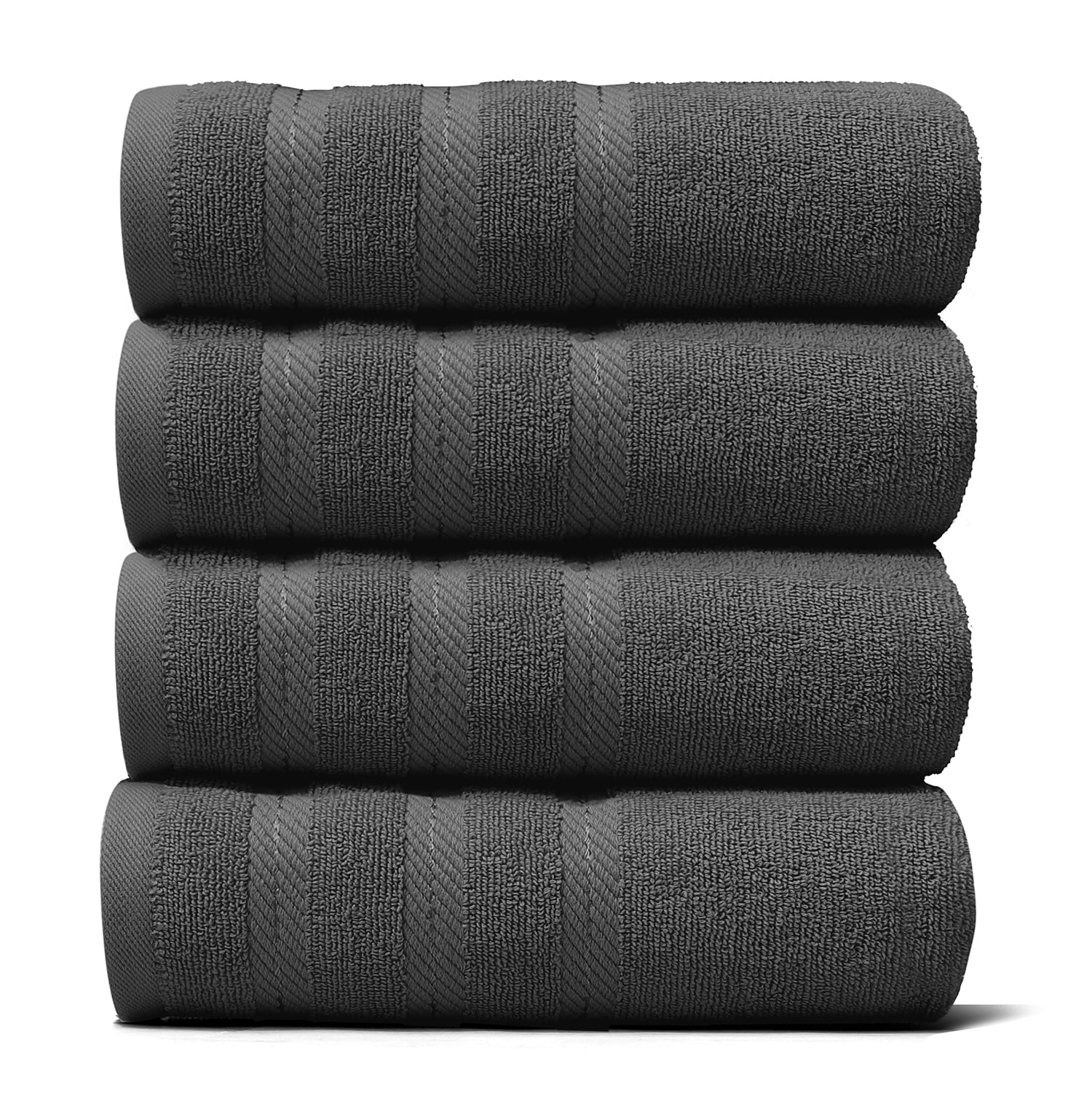 Virtu Hand Towel Sets For Bathroom 100% Ring Spun Cotton Luxury Hand Towel Set 4 Pc Highly Absorbent Towels, Dark Gray