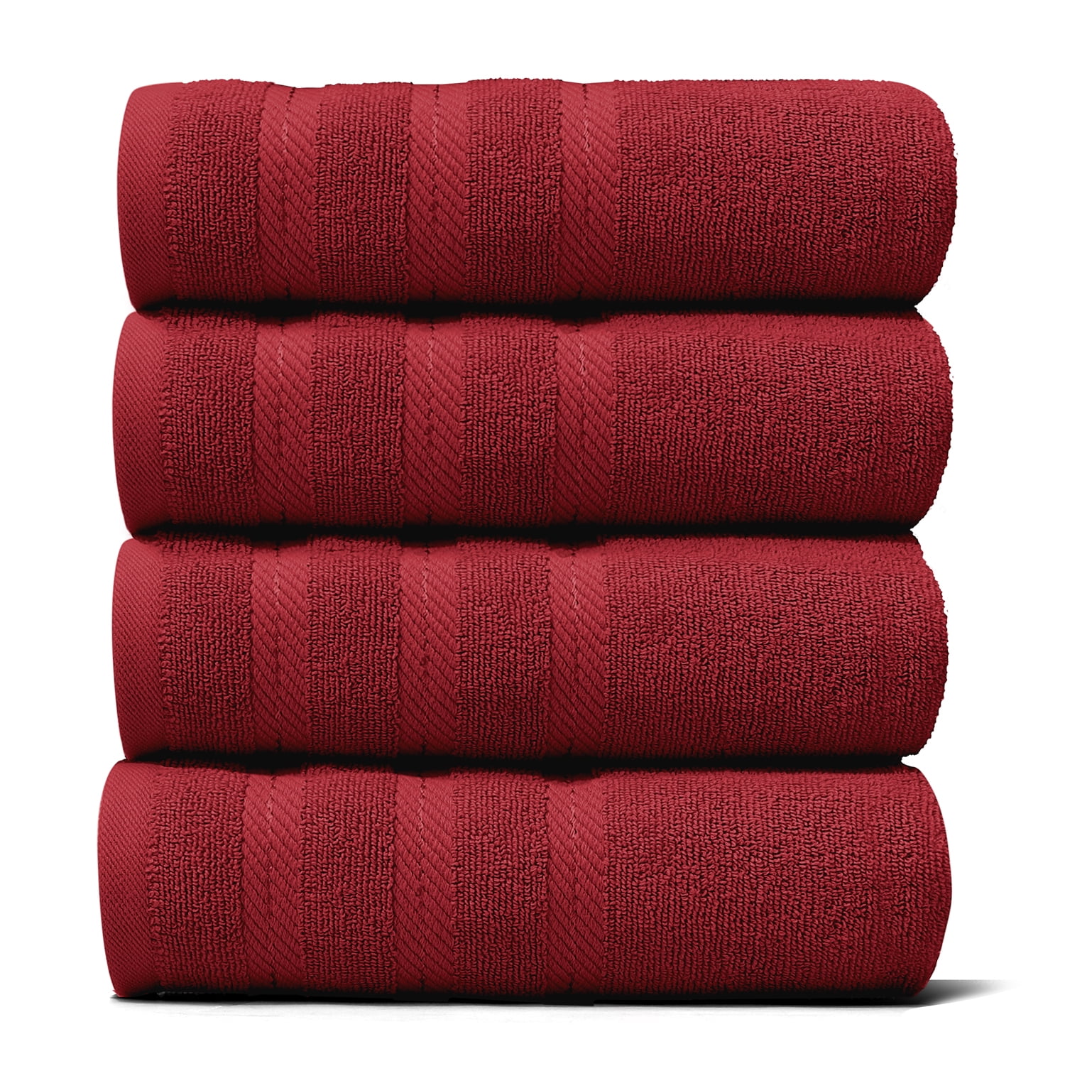 Virtu Hand Towel Sets For Bathroom 100% Ring Spun Cotton Luxury Hand Towel Set 4 Pc Highly Absorbent Towels, Red