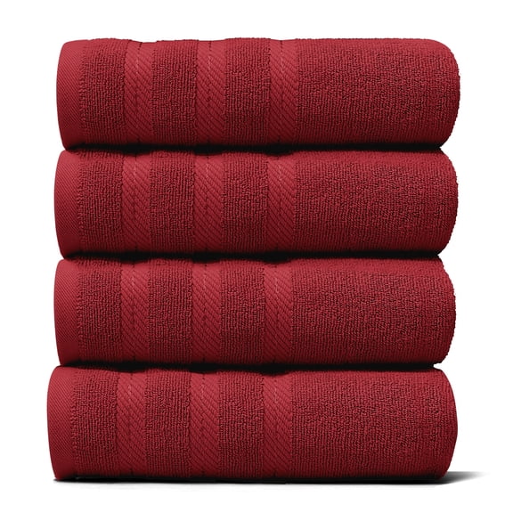 Virtu Hand Towel Sets For Bathroom 100% Ring Spun Cotton Luxury Hand Towel Set 4 Pc Highly Absorbent Towels, Red