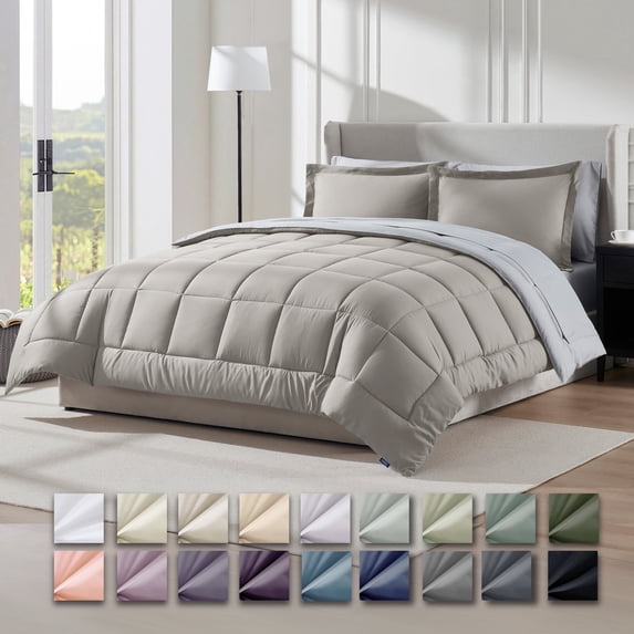 Virtu King Size comforter sets Bed in a Bag, 7 Piece Reversible Bedding Comforter Sets with Sheets, Linen