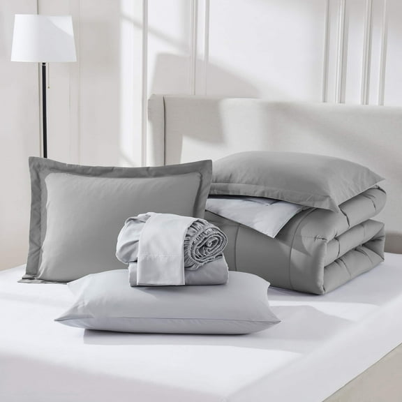 Virtu King Size comforter sets Bed in a Bag, 7pc Pleated King Bed Set, King Comforter Sets with Sheets,