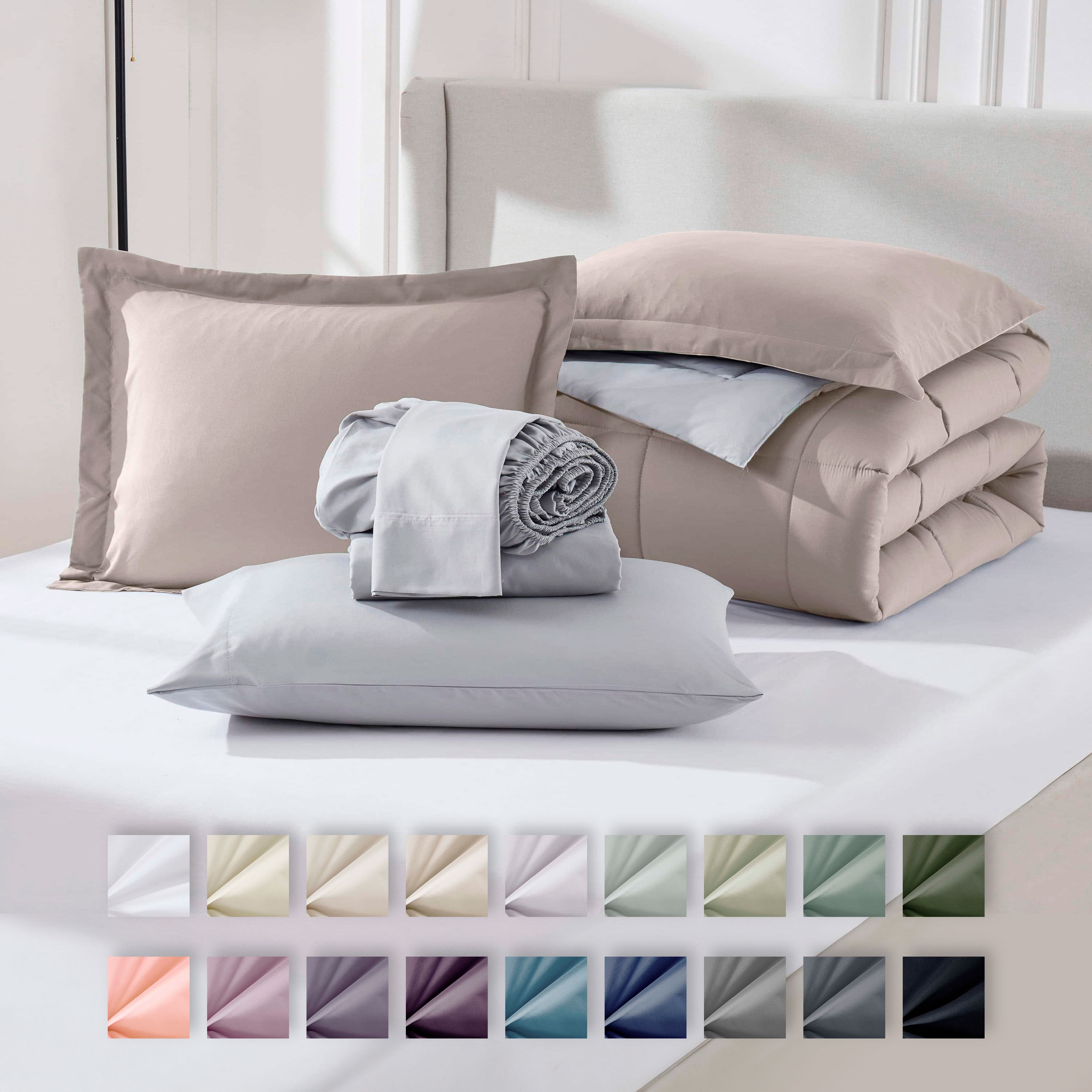 Virtu California King Comforter Set, 7pc Bed in a Bag, Reversible