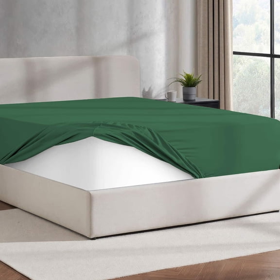 Virtu King Fitted sheet only, 1800 Extra deep pocket fitted sheet soft microfiber, Hunter Green