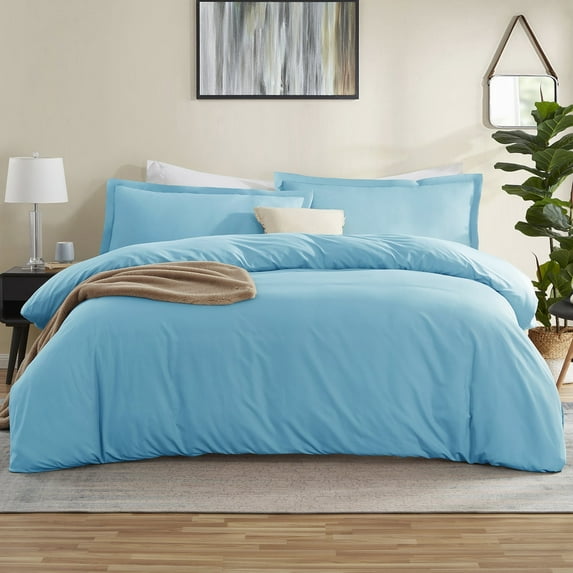 Virtu Luxury 3-Piece Beach Blue Duvet Bedding Sets, King