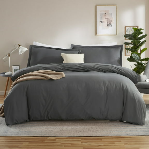 Virtu Luxury 3-Piece Gray Duvet Bedding Sets, Full