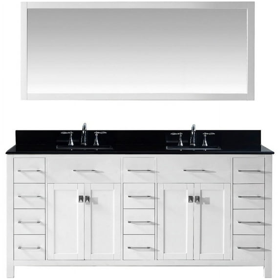 Virtu MD-2172-BGSQ-WH Caroline Parkway 72 Inch Double Bathroom Vanity Set In White