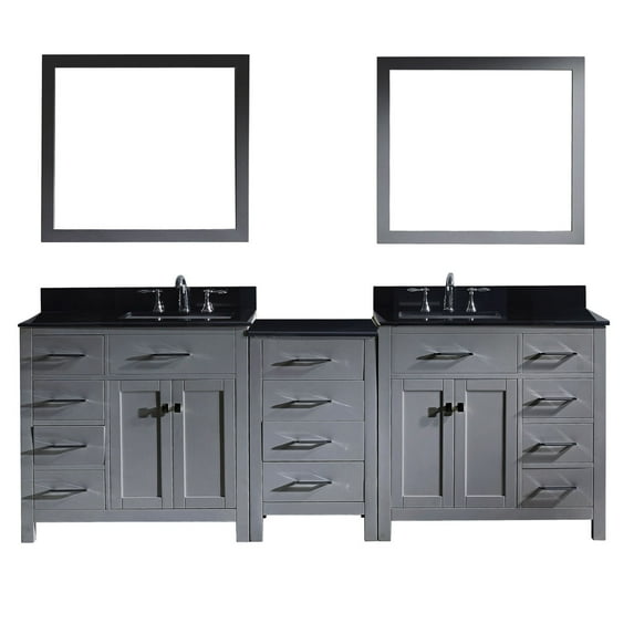 Virtu MD-2193-BGSQ-GR-002 Caroline Parkway 93 Inch Double Bathroom Vanity Set In Grey