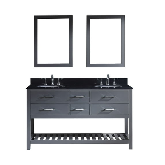 Virtu MD-2260-BGRO-GR-002 Caroline Estate 60 Inch Double Bathroom Vanity Set In Grey