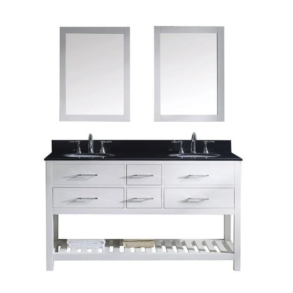 Virtu MD-2260-BGRO-WH-002 Caroline Estate 60 Inch Double Bathroom Vanity Set In White