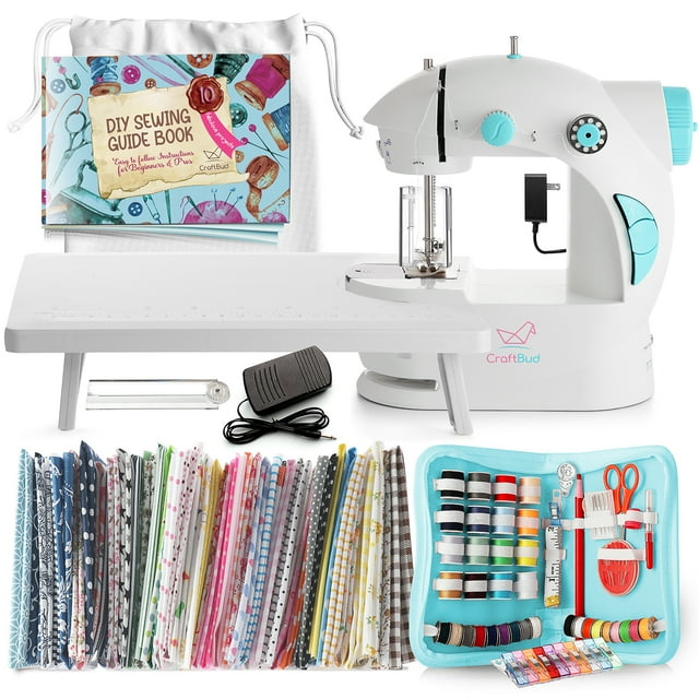 Virtu Mini Sewing Machine for Beginners, 122-Piece Portable Sewing Machine, 6.5"D x 10"W x 9"H