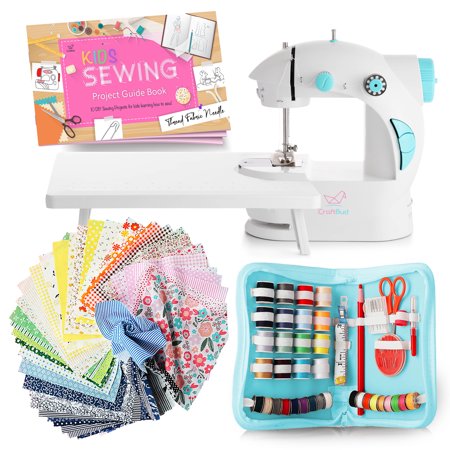 Craftbud 122 PC Mini Portable Sewing Machine for Beginner, Kids Sewing Machine and Adults, Baby Blue