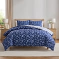 thumbnail image 1 of Virtu Comforter Sets, All Season Lightweight Botanical Full Size Comforter Sets, 3-Pc Bedding Sets, Majestic Blue/Cloud Stone, 1 of 8