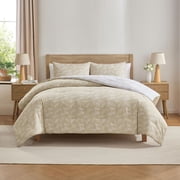 Virtu Comforter Sets, All Season Lightweight Botanical Queen Comforter Set, 3-Pc Bedding Sets, Oatmeal/Offwhite