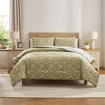thumbnail image 1 of Virtu Comforter Sets, All Season Lightweight Botanical Queen Comforter Set, 3-Pc Bedding Sets, Olive Green/White, 1 of 8
