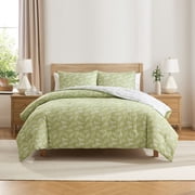 Virtu Comforter Sets, All Season Lightweight Botanical Queen Comforter Set, 3-Pc Bedding Sets, Sage Green/Off White