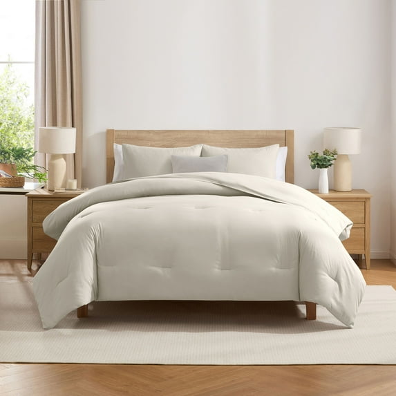 Virtu Full Comforter Set, Modern Reversible Full Size Comforter Set, 3-Pc All Season Bedding Comforter Set, Oatmeal