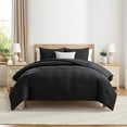 thumbnail image 1 of Virtu Comforter Sets, All Season Lightweight Solid Queen Comforter Set, 3-Pc Bedding Sets, Black, 1 of 8