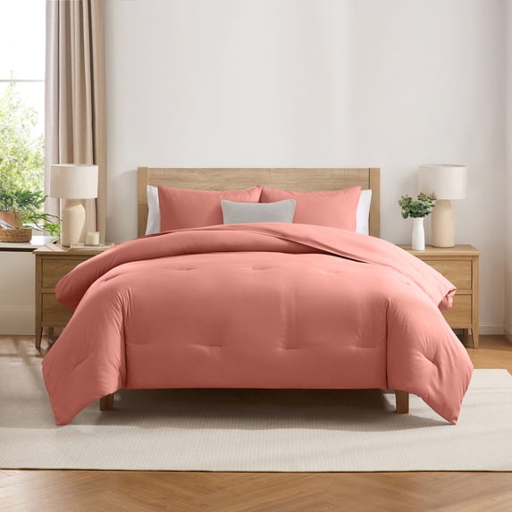 Virtu Comforter Sets, All Season Lightweight Solid Queen Comforter Set, 3-Pc Bedding Sets, Terracotta